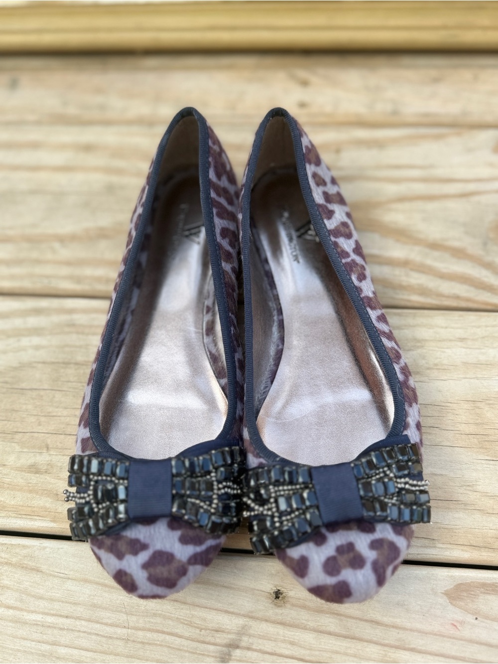 Worthington Pink Leopard Bow Ballet Flats